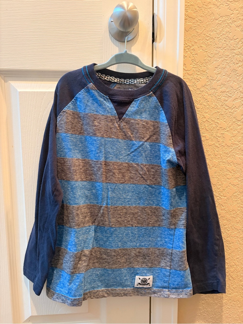 Boys Shaun white Long-Sleeve Striped Top in Blue and Gray